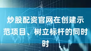 炒股配资官网在创建示范项目、树立标杆的同时